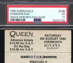 1986 QUEEN Freddie Mercury Final Last Concert Show Ticket PSA Knebworth August 9