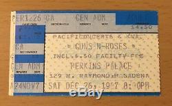 1987 Guns N' Roses Perkins Palace Pasadena Appetite Tour Concert Ticket Stub Axl
