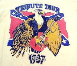 1987 Lynyrd Skynyrd Tribute Tour Original Concert Shirt L XL with Ticket Stub Ched