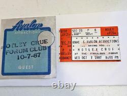 1987 Motley Crue Concert Ticket Fabulous Form Club Backstage Pass Rare Dated Set 1987 Motley Crue Concert Ticket Fabulous Form Club Backstage Pass Rare Dated Set