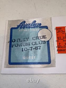 1987 Motley Crue Concert Ticket Fabulous Form Club Backstage Pass Rare Dated Set 1987 Motley Crue Concert Ticket Fabulous Form Club Backstage Pass Rare Dated Set