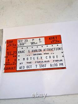 1987 Motley Crue Concert Ticket Fabulous Form Club Backstage Pass Rare Dated Set 1987 Motley Crue Concert Ticket Fabulous Form Club Backstage Pass Rare Dated Set