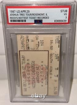 1987 U2 Concert Rocks Hottest Ticket Recorded Live Rosemont Ticket Stub PSA