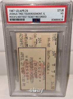 1987 U2 Concert Rocks Hottest Ticket Recorded Live Rosemont Ticket Stub PSA