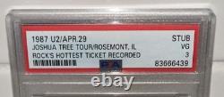 1987 U2 Concert Rocks Hottest Ticket Recorded Live Rosemont Ticket Stub PSA