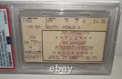 1987 U2 Concert Rocks Hottest Ticket Recorded Live Rosemont Ticket Stub PSA