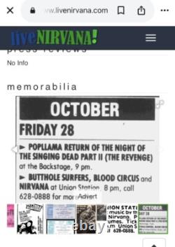 1988 Butthole Surfers / Nirvana Union Station Seattle Concert Ticket Stub Cobain