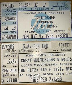 19 Guns N Roses Ritz 2 2 Felt Forum 5 9 Nyc Concert Ticket Stub Lot
