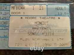 1990 Nirvana / Sonic Youth / Stone Temple Pilots Hollywood Concert Ticket Stub