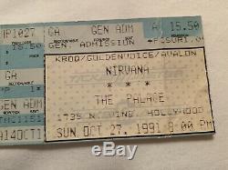 1991 Nirvana Concert Ticket Stub 10-27-91 The Palace in Los Angeles CA