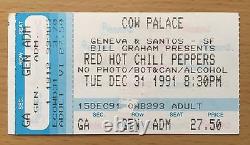 1991 Nirvana Pearl Jam Red Hot Chili Peppers San Francisco Concert Ticket Stub A