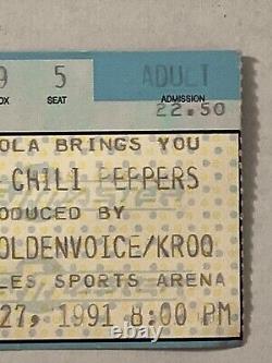 1991 Red Hot Chili Peppers Pearl Jam Nirvana Los Angeles Concert Ticket Stub