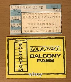 1991 Rip Magazine Party Hollywood Concert Ticket Stub Pass Pearl Jam Soundgarden