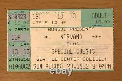 1992 Nirvana Seattle Concert Ticket Stub Nevermind Tour Kurt Cobain In Utero 167