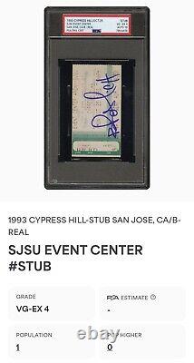 1993 Cypress Hill Concert Ticket Stub B-Real Signed Soul Assassins PSA 4 Auto 10