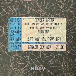 1993 NIRVANA IN UTERO TOUR Bender Arena Washington DC Nov 13 Concert Ticket Stub