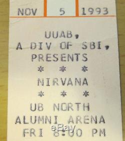 1993 Nirvana Buffalo Concert Ticket Stub Kurt Cobain Dave Grohl In Utero Blew
