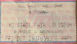 1993 Nirvana Detroit Concert Ticket Stub Kurt Cobain Dave Grohl In Utero Bleach