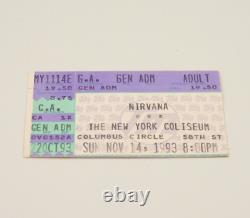 1993 Nirvana In Utero Tour Concert Ticket Stub New York Coliseum Kurt Cobain