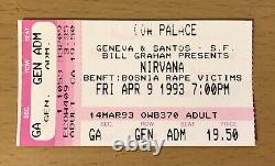 1993 Nirvana In Utero Tour San Francisco Concert Ticket Stub Kurt Cobain Grohl 2