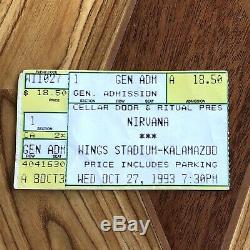 1993 Nirvana Kalamazoo Concert Ticket Stub Kurt Cobain Dave Grohl