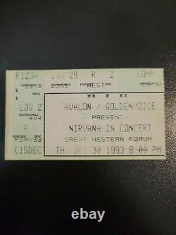 1993 Nirvana Los Angeles Concert Ticket Stub Kurt Cobain Great Western Forum