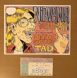 1993 Nirvana Los Angeles Concert Ticket Stub Plus Repro Handbill Kurt Cobain 712