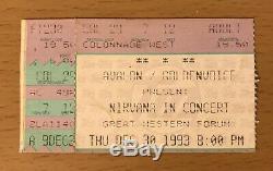 1993 Nirvana Los Angeles Concert Ticket Stub Plus Repro Handbill Kurt Cobain 712