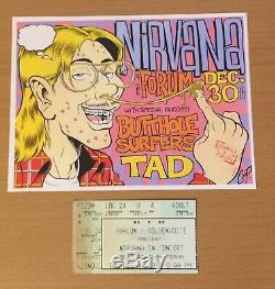 1993 Nirvana Los Angeles Concert Ticket Stub Plus Repro Handbill Kurt Cobain U4