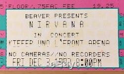 1993 Nirvana New Orleans Concert Ticket Stub Kurt Cobain Dave Grohl In Utero