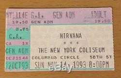 1993 Nirvana New York City Concert Ticket Stub Kurt Cobain Dave Grohl In Utero