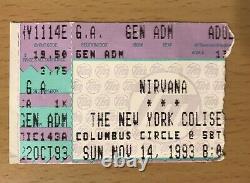 1993 Nirvana New York City Concert Ticket Stub Kurt Cobain Dave Grohl In Utero 1