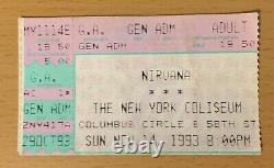 1993 Nirvana New York City Concert Ticket Stub Kurt Cobain Dave Grohl In Utero 2