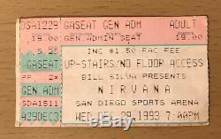 1993 Nirvana San Diego Concert Ticket Stub Kurt Cobain Dave Grohl In Utero Tour