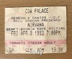 1993 Nirvana San Francisco Concert Ticket Stub Kurt Cobain Dave Grohl In Utero 2