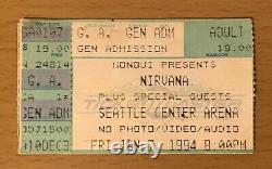 1994 1/7/94 Nirvana Seattle Concert Ticket Stub Kurt Cobain In Utero Nevermind