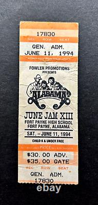 1994 ALABAMA JUNE JAM XIII Concert Ticket Stub Flyer FT PAYNE HIGH SCHOOL