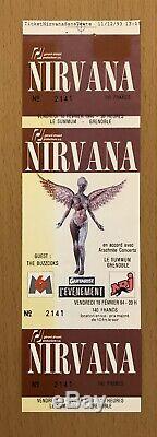 1994 Nirvana Grenoble France Concert Ticket Stub Kurt Cobain Dave Grohl In Utero