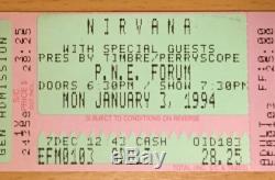 1994 Nirvana Vancouver Concert Ticket Stub Kurt Cobain Dave Grohl In Utero Tour