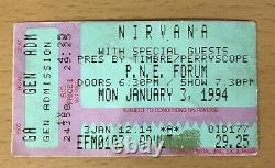 1994 Nirvana Vancouver Concert Ticket Stub Kurt Cobain In Utero Nevermind Grohl