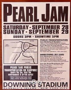 1996 Pearl Jam Ward Sutton Concert Poster Randalls Island and Ticket Stub +MORE