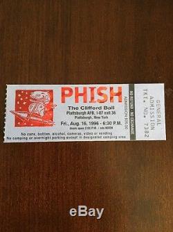 1996 Phish Clifford Ball Concert Ticket Stub and Grounds Rules Map