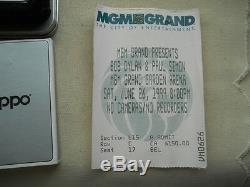 1999, Bob Dylan Zippo Lighter +paul Simon, Mgm Grand Las Vegas Concert Ticket Stub