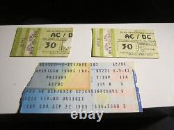 2 1980 Ac/dc Concert Ticket Stubs Used & 1 1985 Ac/dc Ticket Stub Ofc-t2