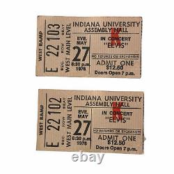 (2) Elvis Presley 1976 Concert Ticket Stub Bloomington Indiana Assembly Hall IU