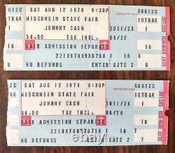 2 Johnny Cash Concert Ticket Stubs 8/12/1978 Wisconsin State Fair West Allis Wi