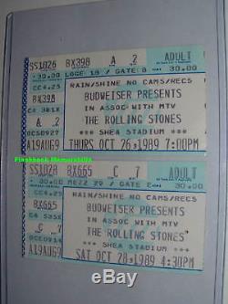 2 ROLLING STONES 1989 Concert Ticket Stub Lot SHEA STADIUM New York VERY RARE