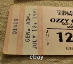 2 UNUSED Ozzy Osbourne 1981 SEATTLE CONCERT MUSIC TICKET STUB # 1609 & 1610