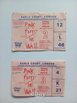 2 x Pink Floyd The Wall UK Concert Ticket Stub Earls Court