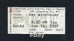 2007 Amy Winehouse Concert Ticket Stub Joe's Pub NY First American Concert RARE